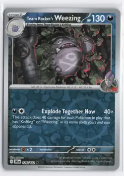 Team Rocket's Weezing 126/182 Uncommon Destined Rivals Pokemon Reverse Holo NM - Image 1