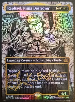 Raphael Ninja Destroyer, Magic the Gathering, Gold Foil Signature Playtest Card - Image 1