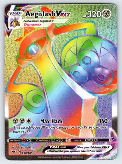 Aegislash VMAX 190/185 Vivid Voltage Pokemon Card Full Art Rainbow Secret Rare - Image 1