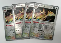 Noctowl Reverse HOLO 115/142 4x x4 Pokemon Cards 2024 Stellar Crown Playset - Image 1