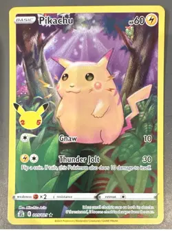 Pokemon TCG Pikachu 005/025 Holo Rare Holo Celebrations 60 HP English 2021 - Image 1