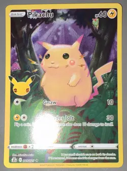 Pokemon TCG Pikachu 005/025 Holo Rare Holo Celebrations 60 HP English 2021 - Image 2