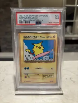 Pokemon 1997 Surfing Pikachu PSA 7 Mt. Fuji Stamp Rally #25 - Image 1