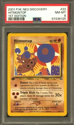 Pokemon Neo Discovery 1st Edition Hitmontop 22/75 PSA 8 - Image 1