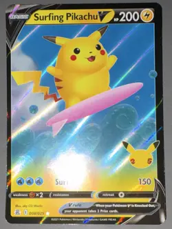 Pokemon TCG Surfing Pikachu V 008/025 Celebrations Ultra Rare Holo 200 HP - Image 2