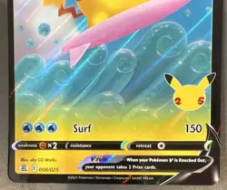 Pokemon TCG Surfing Pikachu V 008/025 Celebrations Ultra Rare Holo 200 HP - Image 3