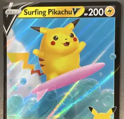 Pokemon TCG Surfing Pikachu V 008/025 Celebrations Ultra Rare Holo 200 HP - Image 4