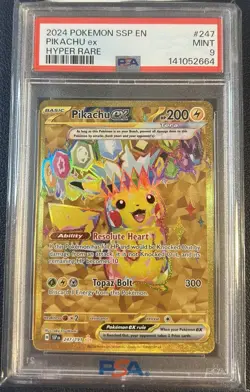 2024 Pokemon Ssp En-Surging Sparks Hyper Rare Pikachu Ex #247 PSA 9 - Image 1
