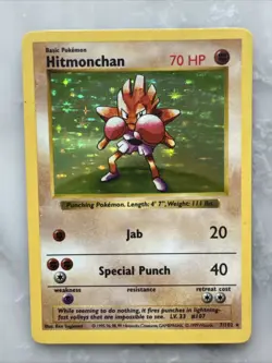 Hitmonchan Holo Rare Card 7/102 Base Set Shadowless - Image 1
