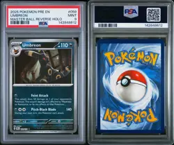2025 POKEMON PRE EN-PRISMATIC EVOLUTIONS MASTER BALL REVERSE HOLO UMBREON PSA 9 - Image 3