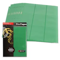 10 BCW Side Loading 18 Pocket Album Pages Green Binder Page Trading Cards MTG - Image 1