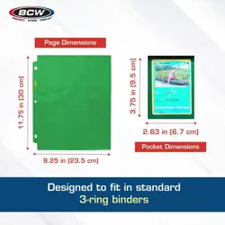 10 BCW Side Loading 18 Pocket Album Pages Green Binder Page Trading Cards MTG - Image 3