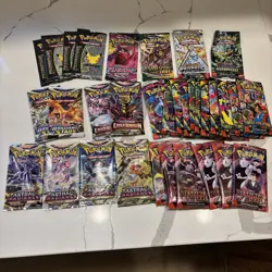 33x EMPTY Pokemon TCG Booster Packs Lot; Evolving skies, Prismatic, Celebrations - Image 1