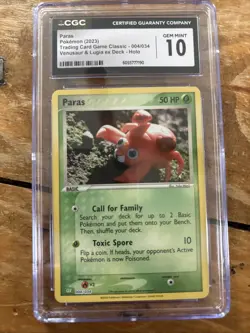 CGC 10 GEM MINT Paras 004/034 Venusaur & Lugia ex Deck Yuka Morii Pokemon Holo - Image 1