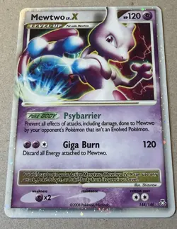 Pokemon TCG Mewtwo LV.X Black Star Promo DP28 Holo Card 2008 - Image 1