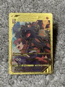 Pokemon Hisuian Arcanine HP130 Sharp Fang Gold Foil Fan Art Card NM - Image 1