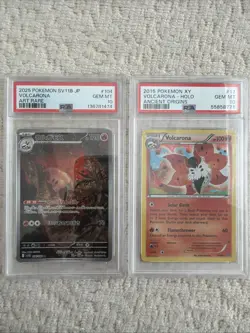 PSA 10 2025 Pokemon SV11B JP #104 Volcarona & 2015 Pokemon XY #17 Volcarona Holo - Image 1