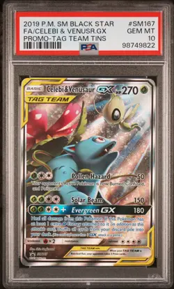 Fa/Celebi & Venusr.Gx Promo-Tag Team Tins Pokemon Sm Black Star Promo SM167 NM P - Image 1