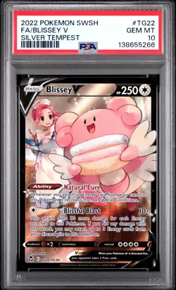 Pokemon Blissey V TG22/TG30 Full Art Silver Tempest Trainer Gallery PSA 10 - Image 1
