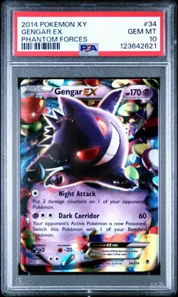 2014 POKEMON XY PHANTOM FORCES #34 GENGAR EX PSA 10 - Image 1