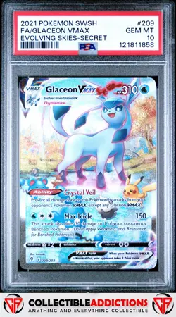 2021 Pokemon Sword & Shield Evolving Skies #209 Glaceon Vmax PSA 10 - Image 1