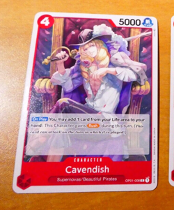 ONE PIECE PARAMOUNT WAR ENGLISH CARD GAME CARTE OP01-008 Cavendish MINT - Image 1