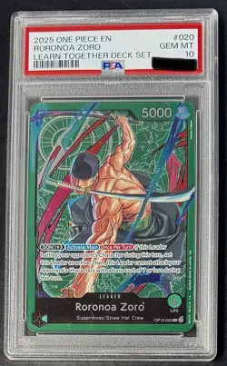 PSA 10 One Piece OP12-020 L - Roronoa Zoro - EN - Foil - Learn Together - Graded - Image 1