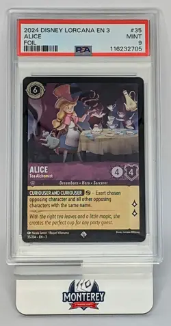 2024 DISNEY LORCANA EN 3-INTO THE INKLANDS FOIL #35 ALICE - THE ALCHEMIST PSA 9 - Image 1