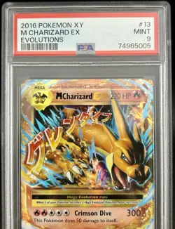 2016 POKEMON XY EVOLUTIONS #13 M CHARIZARD EX ULTRA RARE Mint 9 PSA HOLO CARD - Image 3