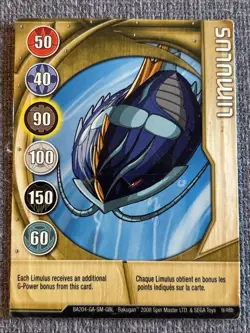Bakugan Battle Brawlers Limulus 🏅 Gold Gate Card 9/48b | Aquos Bonus - Image 3