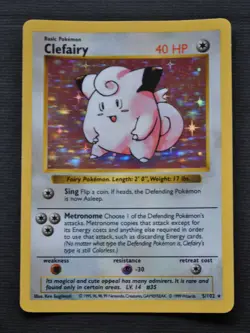 Clefairy #5 / 102 SHADOWLESS Base Set Holo - LP - Pokemon 1999 TCG WOTC Vintage - Image 1