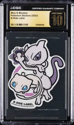 2023 POKEMON STICKERS B-SIDE LABEL MEW & MEWTWO CGC 10 PRISTINE - Image 1