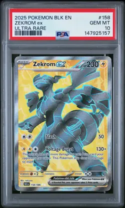 2025 POKEMON BLK EN-BLACK BOLT ULTRA RARE #158 ZEKROM EX PSA 10 - Image 1