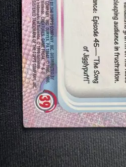 Topps Pokemon Jigglypuff #39 1999 TV Animation Edition Holo Black Logo - Image 4