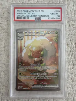 PSA 10 Pokemon TCG Whimsicott EX 165/086 Secret Illustration White Flare - Image 1