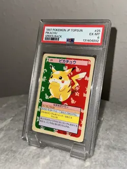 Pikachu #25 Green Back Topsun Pokemon Japanese PSA 6 - Image 1