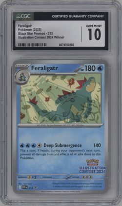 Pokemon Feraligatr Illustration Contest Black Star Promo #213 – CGC 10 GEM MINT - Image 1