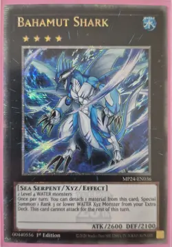 YuGiOh Bahamut Shark Quarter Century Secret Rare 1st Edition MP24-EN036 - Image 1