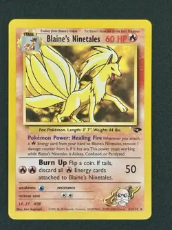 Pokemon TCG Blaine's Ninetales Non Holo Rare Card 21/132 Gym Challenge Unlimited - Image 1