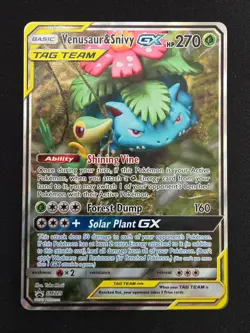 TCG POKEMON VENUSAUR & SNIVY GX SM229 FULL ART TAG TEAM BLACK STAR PROMO - Image 1