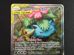TCG POKEMON VENUSAUR & SNIVY GX SM229 FULL ART TAG TEAM BLACK STAR PROMO - Image 2
