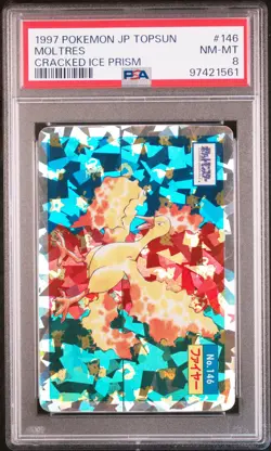 MOLTRES 146 CRACKED ICE PRISM TOPSUN POKEMON JAPANESE PSA 8 - Image 1