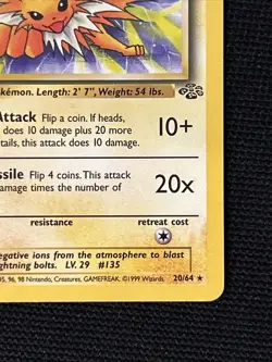 Pokemon Jolteon 20/64 (1st Edition) *Near Mint* Jungle ‘Never Played Card’ - Image 5