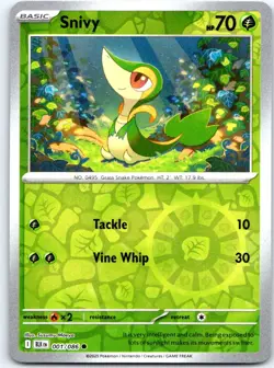 Snivy 001/086 Common Black Bolt Pokemon Reverse Holo NM - Image 1