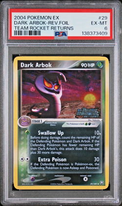 PSA 6 2004 Pokemon EX Team Rocket Returns Dark Arbok Reverse Holo Foil 29/109 - Image 1