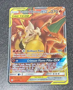 2019 Pokemon SM Cosmic Eclipse Charizard Braixen Tag Team Holo #22/236 - Image 1