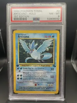 1999 POKEMON FOSSIL 1ST EDITION #2 ARTICUNO-HOLO PSA 8 - Image 1