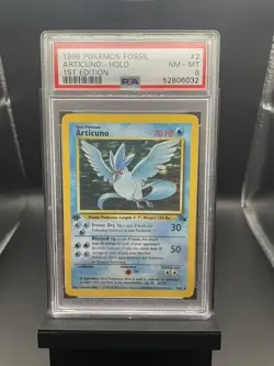 1999 POKEMON FOSSIL 1ST EDITION #2 ARTICUNO-HOLO PSA 8 - Image 2