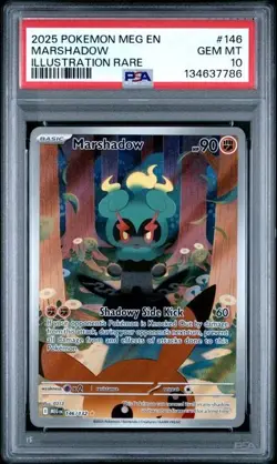 2025 POKEMON MEG EN-MEGA EVOLUTION ILLUSTRATION RARE #146 MARSHADOW PSA 10 - Image 1