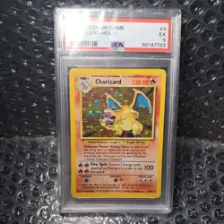 1999 POKEMON GAME #4 CHARIZARD-HOLO Base set charizard PSA 5 excellent graded - Image 1